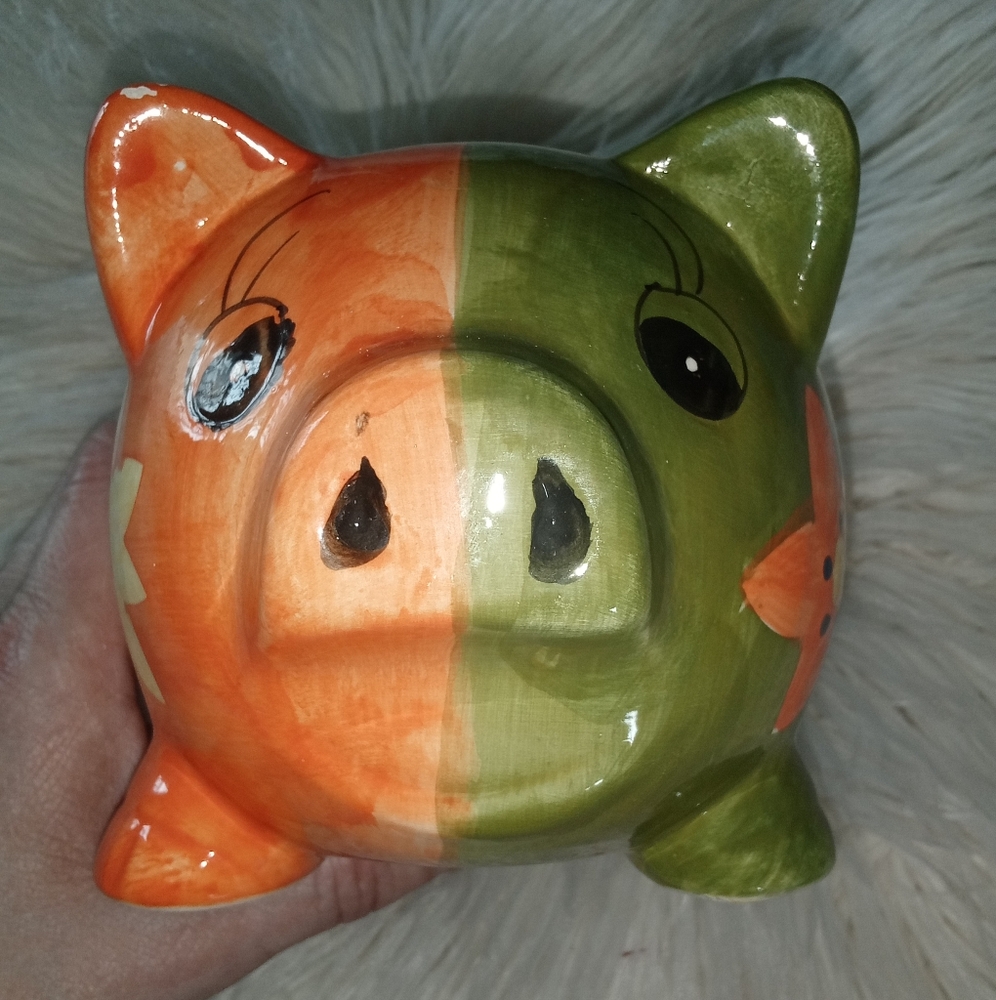 Green and Orange Piggy Bank